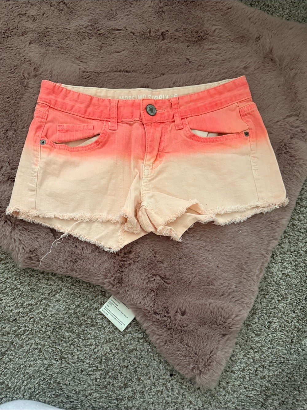 Ombre Coral and Cream Women's Denim Shorts